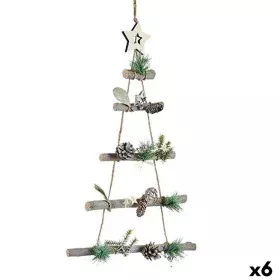 Christmas bauble Christmas Tree Brown Silver Wood Plastic 34 x 5 x 65 cm (6 Units) by Krist+, Christmas - Ref: S3627539, Pric...