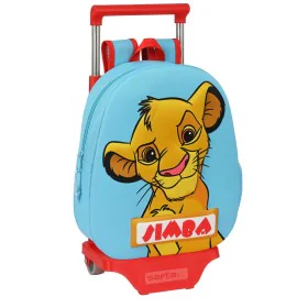 Mochila Escolar 3D com Rodas The Lion King Simba Vermelho Azul Claro (28 x 10 x 67 cm) de The Lion King, Mochilas infantis - ...