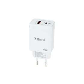 Caricabatterie da Parete TooQ Cargador de Pared GaN USB-C/PD + USB-A/QC 45W, Blanco Bianco 45 W di TooQ, Caricabatterie - Rif...