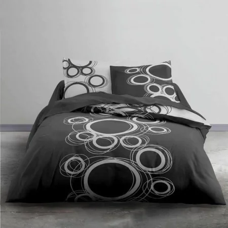 Bedding set TODAY White Circles Grey Double bed 240 x 260 cm by TODAY, Sheets and pillowcases - Ref: S7109700, Price: 44,58 €...