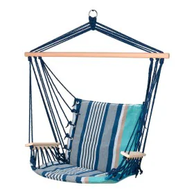 Swing Blue Wood Cotton With armrests Striped 53 x 100 cm by BigBuy Outdoor, Swing Chairs - Ref: S7910710, Price: 50,00 €, Dis...