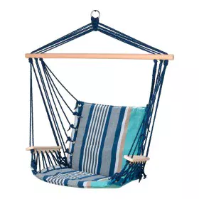 Baloiço Azul Madeira Algodão Com apoio para braços Às riscas 53 x 100 cm de BigBuy Outdoor, Balouços - Ref: S7910710, Preço: ...