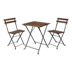 Ensemble Table + 2 Chaises IPAE Progarden Pliable Bois d'acacia Noir Naturel (3 Pièces) de IPAE Progarden, Salons de jardin -...