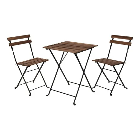 Ensemble Table + 2 Chaises IPAE Progarden Pliable Bois d'acacia Noir Naturel (3 Pièces) de IPAE Progarden, Salons de jardin -...