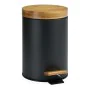 Papeleira com Pedal Andrea House Preto Mate Metal Bambu 3 L (Ø 17 x 26 cm) de Andrea House, Caixotes de lixo para casa de ban...