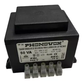 Sicherheitstransformator für Schwimmbadbeleuchtung PHONOVOX tp31050 50 VA 12 V 230 V 50-60 Hz 9,8 x 7,9 x 6,4 cm von PHONOVOX...