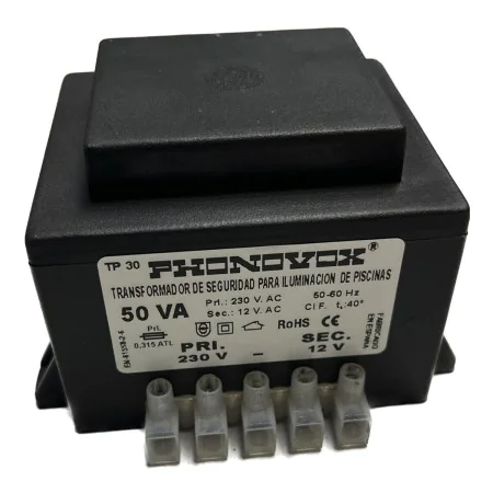 Trasformatore di sicurezza per l'illuminazione delle piscine PHONOVOX tp31050 50 VA 12 V 230 V 50-60 Hz 9,8 x 7,9 x 6,4 cm di...