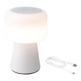 Lámpara LED con Altavoz Bluetooth y Cargador Inalámbrico Lumineo 894417 Blanco 22,5 cm Recargable de Lumineo, Lámparas de mes...