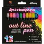 Conjunto de Canetas de Feltro Alex Bog Outliner Multicolor 12 Peças Pastel de Alex Bog, Marcadores de ponta fina - Ref: S8400...