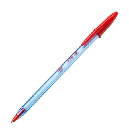 Crayon Bic Cristal Soft Rouge Transparent 1-2 mm 50 Pièces (50 Unités) de Bic, Stylos à bille non rétractable - Réf : S840156...