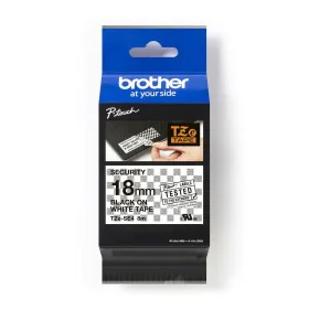 Laminated Tape for Labelling Machines Brother TZE-SE4 Security tape Black/White 18mm by Brother, Adhesive labels and stickers...