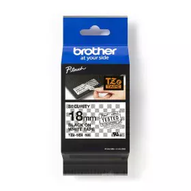 Nastro Laminato per Etichettatrici Brother TZE-SE4 Nastro di sicurezza Nero/Bianco 18mm di Brother, Etichette adesive e adesi...