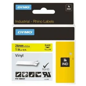 Laminated Tape for Labelling Machines Dymo ID1-24 Yellow Black 24 mm x 5,5 m by Dymo, Adhesive labels and stickers - Ref: S84...