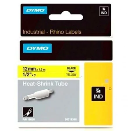 Laminated Tape for Labelling Machines Dymo ID1-12 Yellow Black 12 mm x 1,5 m by Dymo, Adhesive labels and stickers - Ref: S84...