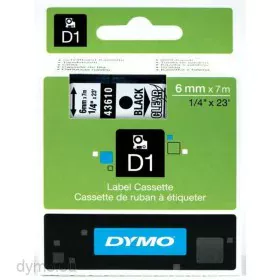 Nastro Laminato per Etichettatrici Dymo 43610 Nero Trasparente 6 mm x 7 m di Dymo, Etichette adesive e adesivi - Rif: S840456...