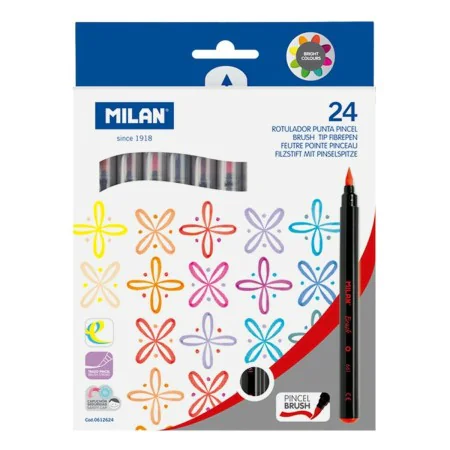 Conjunto de Canetas de Feltro Milan 24 Peças Pincel Multicolor de Milan, Marcadores de ponta fina - Ref: S8413169, Preço: 10,...