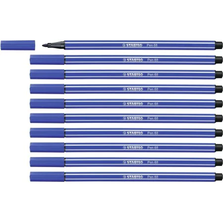 Felt-tip pens Stabilo Pen 68 Navy Blue (10 Pieces) by Stabilo, Fineliners - Ref: S8417631, Price: 11,06 €, Discount: %