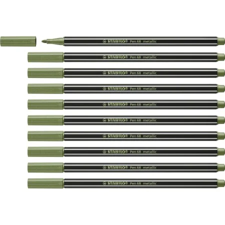 Felt-tip pens Stabilo Pen 68 metallic Leaf Green (10 Pieces) by Stabilo, Fineliners - Ref: S8417659, Price: 17,18 €, Discount: %