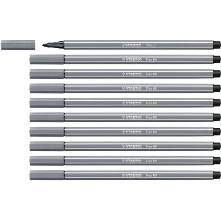 Feutres Stabilo Pen 68 Gris foncé (10 Pièces) de Stabilo, Stylos feutre - Réf : S8417665, Prix : 11,06 €, Remise : %