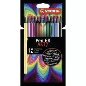 Set of Felt Tip Pens Stabilo Pen 68 ARTY 12 Pieces Multicolour by Stabilo, Fineliners - Ref: S8417669, Price: 10,83 €, Discou...