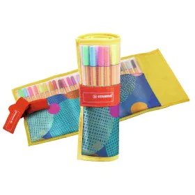 Ensemble de Marqueurs Stabilo Point 88 Yellow Rollerset étui enroulable Multicouleur de Stabilo, Stylos feutre - Réf : S84177...