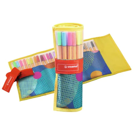 Conjunto de Canetas de Feltro Stabilo Point 88 Yellow Rollerset Estojo enrolável Multicolor de Stabilo, Marcadores de ponta f...