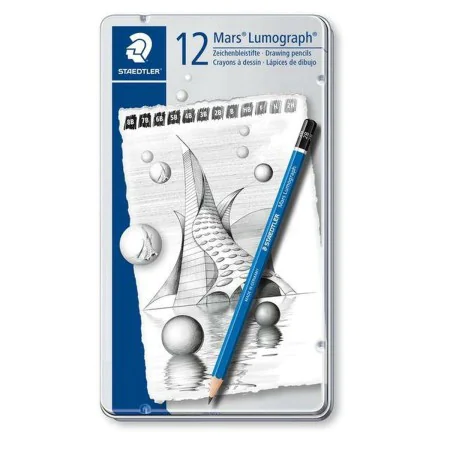 Bleistifte Set Staedtler Mars Lumograph 2 mm Sechseckig 2B 2H 3B 4B 5B 6B 8B B HB H 7B (12 Stück) von Staedtler, Zeichnungsma...