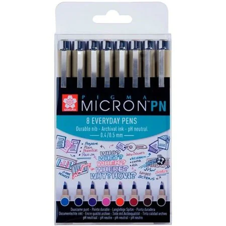 Ensemble de Marqueurs Talens Sakura Pigma Micron PN 8 Pièces Multicouleur de Talens Sakura, Stylos feutre - Réf : S8418309, P...