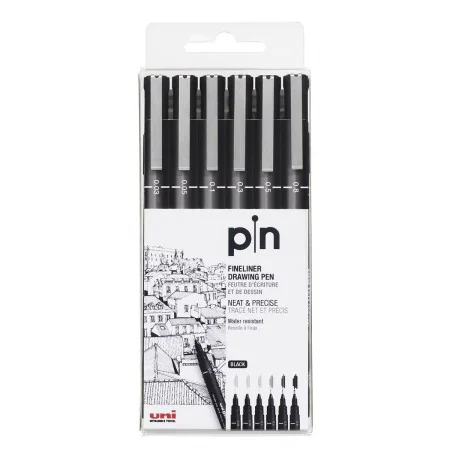 Set di Pennarelli Uni-Ball PIN-200(S) Nero Multicolore 6 Pezzi di Uni-Ball, Pennarelli indelebili e marcatori - Rif: S8419071...