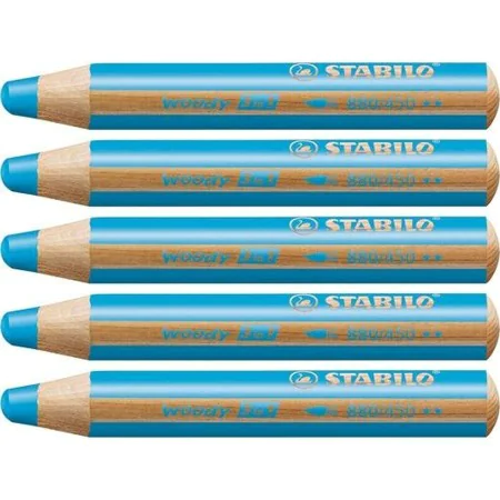 Colouring pencils Stabilo Woody Cyan 3-in-1 (5 Units) by Stabilo, Drawing materials - Ref: S8420898, Price: 9,11 €, Discount: %