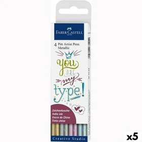 Set di Pennarelli Faber-Castell Pitt Artist Metallizzato Confezione (5 Unità) di Faber-Castell, Penne a punta porosa - Rif: S...