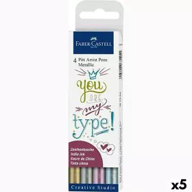 Conjunto de Canetas de Feltro Faber-Castell Pitt Artist Metalizado Estojo (5 Unidades) de Faber-Castell, Marcadores de ponta ...