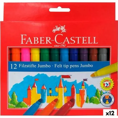 Set di Pennarelli Faber-Castell Jumbo Confezione Multicolore (12 Unità) di Faber-Castell, Penne a punta porosa - Rif: S842202...