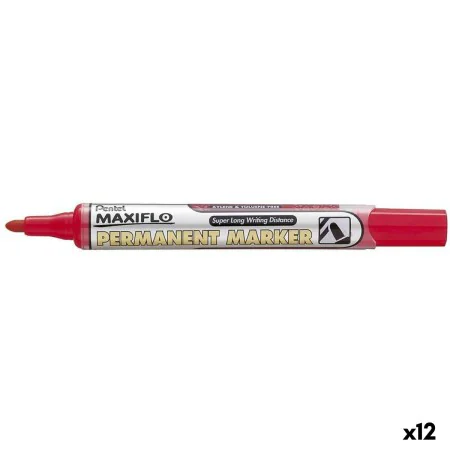 Marcatore permanente Pentel NLF50 Rosso 12 Pezzi (12 Unità) di Pentel, Pennarelli indelebili e marcatori - Rif: S8422310, Pre...