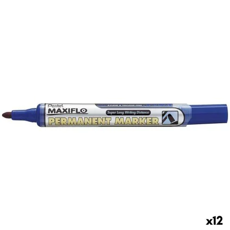 Marcatore permanente Pentel Maxiflo NLF50 Azzurro 12 Pezzi (12 Unità) di Pentel, Pennarelli indelebili e marcatori - Rif: S84...