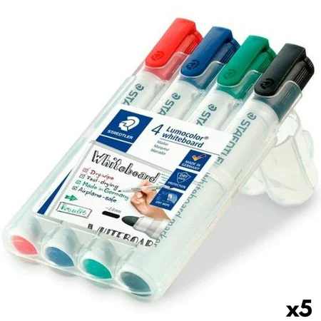 Set di Pennarelli Staedtler Lumocolor Lavagna bianca 4 Pezzi Multicolore (5 Unità) di Staedtler, Marcatori cancellabili a sec...