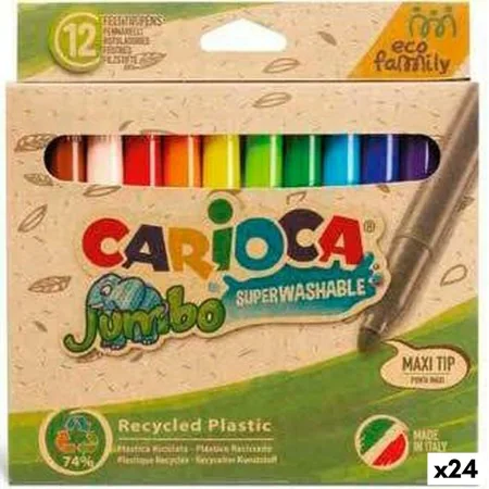 Set of Felt Tip Pens Carioca Jumbo Eco Family 24 Pieces Multicolour (24 Units) by Carioca, Fineliners - Ref: S8424159, Price:...