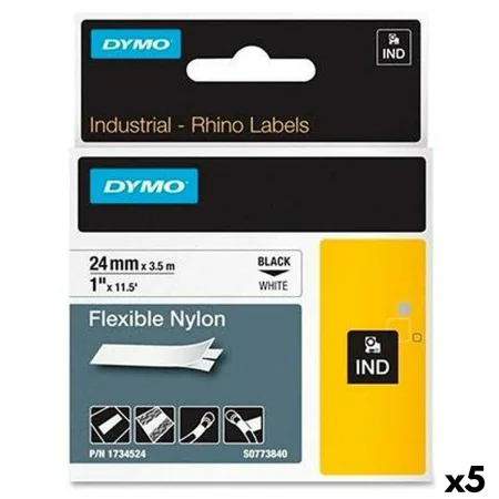 Cinta laminada para máquinas rotuladoras Dymo Rhino Preto Branco (5 Unidades) de Dymo, Etiquetas adesivas e autocolantes - Re...