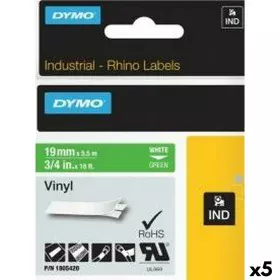 Laminiertes Klebeband zur Kennzeichnung von Maschinen Rhino Dymo ID1-19 19 x 5,5 mm Weiß grün Vinyl Selbstklebend (5 Stück) v...