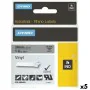 Cinta laminada para máquinas rotuladoras Rhino Dymo ID1-12 12 x 5,5 mm Preto Branco Etiqueta Autoadesivas (5 Unidades) de Dym...