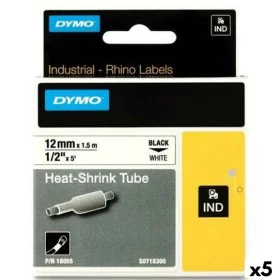 Cinta Laminada para Rotuladoras Rhino Dymo ID1-12 Blanco Negro 12 x 1,5 mm (5 Unidades) de Dymo, Etiquetas adhesivas y pegati...