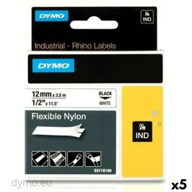 Ruban Laminé pour Etiqueteuses Rhino Dymo ID1-12 12 x 3,5 mm Noir Blanc Autocollants (5 Unités) de Dymo, Étiquettes adhésives...