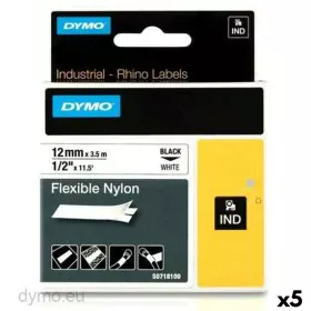 Laminiertes Klebeband zur Kennzeichnung von Maschinen Rhino Dymo ID1-12 12 x 3,5 mm Schwarz Weiß Selbstklebend (5 Stück) von ...