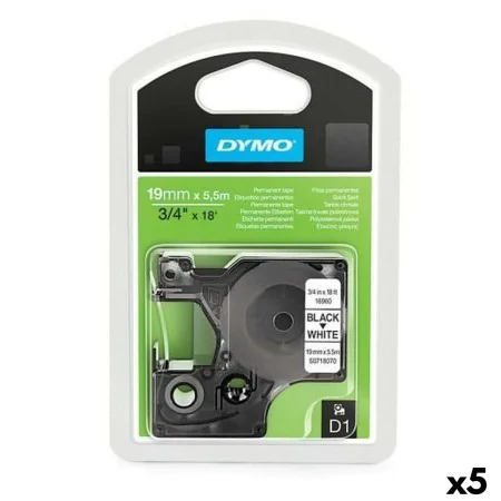 Thermotransfer-Farbband Dymo D1 16960 Weiß Schwarz 19 mm x 5,5 m (5 Stück) von Dymo, Beschriftungsgeräte-Zubehör - Ref: S8424...