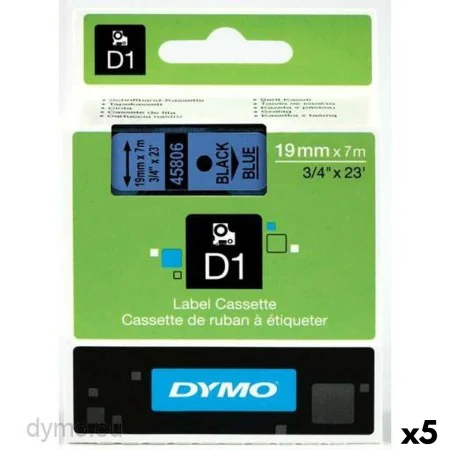 Laminiertes Klebeband zur Kennzeichnung von Maschinen Dymo D1 45806 LabelManager™ Schwarz Blau (5 Stück) von Dymo, Klebeetike...