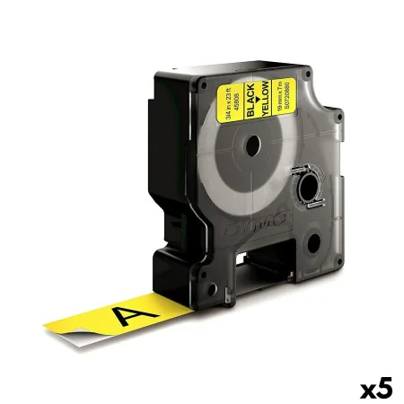 Cinta Laminada para Rotuladoras Dymo D1-19 45808 LabelManager™ Negro Amarillo (5 Unidades) de Dymo, Etiquetas adhesivas y peg...