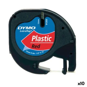 Laminiertes Klebeband zur Kennzeichnung von Maschinen Dymo 91203 12 mm LetraTag® Schwarz Rot (10 Stück) von Dymo, Klebeetiket...