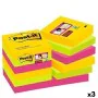 Haftnotizen-Set Post-it Super Sticky Bunt 47,6 x 47,6 mm 12 Stücke (3 Stück) von Post-it, Selbstklebende Notizzettel - Ref: S...