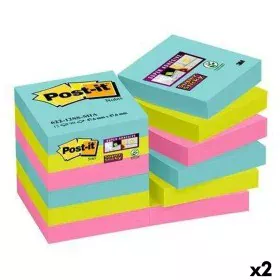 Haftnotizen-Set Post-it Super Sticky Bunt 12 Stücke 47,6 x 47,6 mm (2 Stück) von Post-it, Selbstklebende Notizzettel - Ref: S...