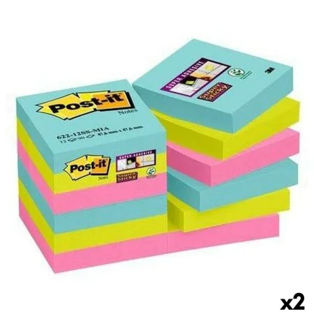 Set de Notas Adhesivas Post-it Super Sticky Multicolor 12 Piezas 47,6 x 47,6 mm (2 Unidades) de Post-it, Notas autoadhesivas ...